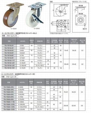 画像2: ユーエイ キャスター 自在型平付式 ナイロン車（車輪径65ｍｍ）