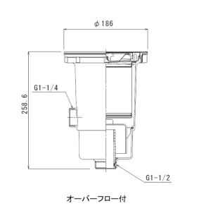 画像2: 塩ビ大型排水トラップ（40A）オーバーフロー有り ステンカゴ 